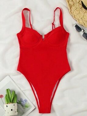 NEVER WORN - SHEIN Red Underwire One-Piece Swimsuit